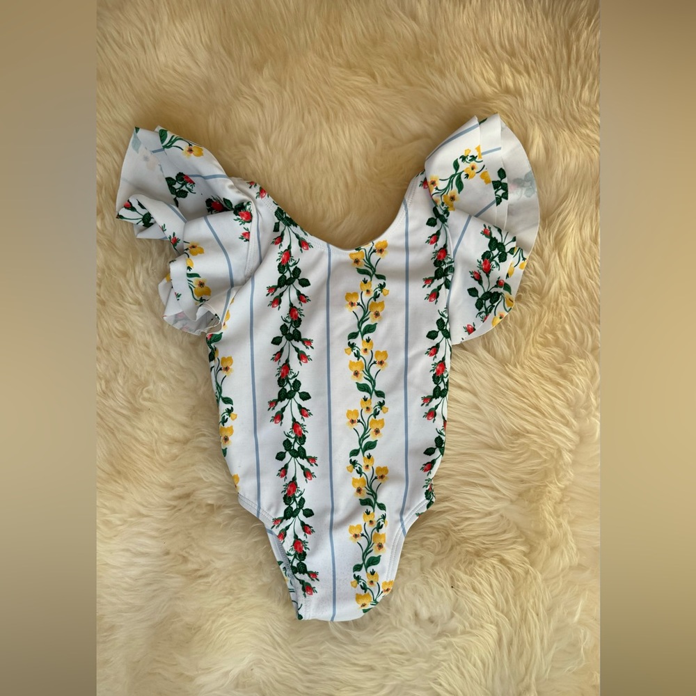 JANIE & JACK FLORAL STRIPE SWIMSUIT